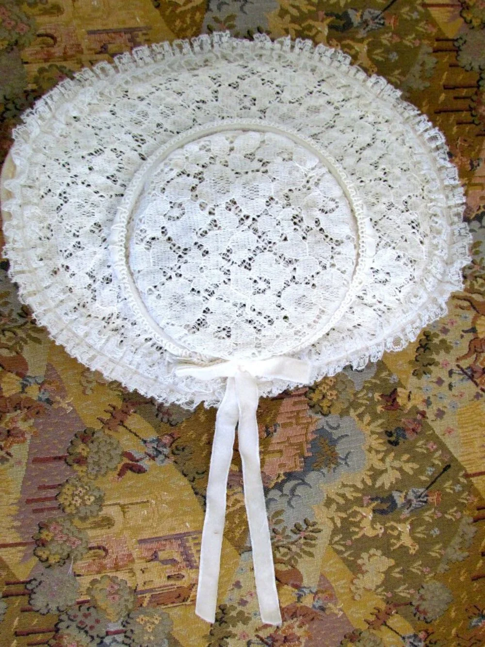 1950s WHITE LACE HAT, CHURCH, TEA PARTY, THEATER, COSTUME, LADIES, TEENS, GIRLS - Picture 8 of 9